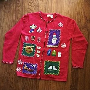 Vintage Button-Up Christmas Sweater